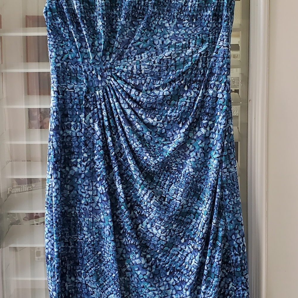 Connected Apparel Textured Blue Midi Dress - Picture 4 of 4